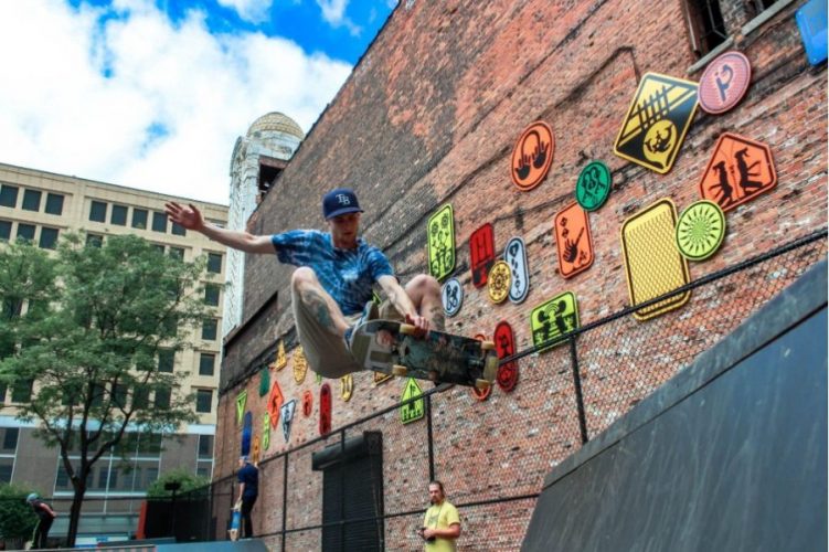 A man Is skating as a pro.