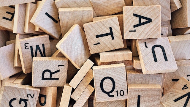 Different letters wooden blocks.