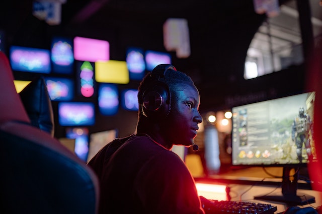 A boy playing online games.