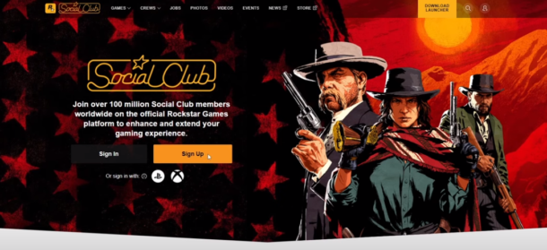 social club website of Rockstar Games