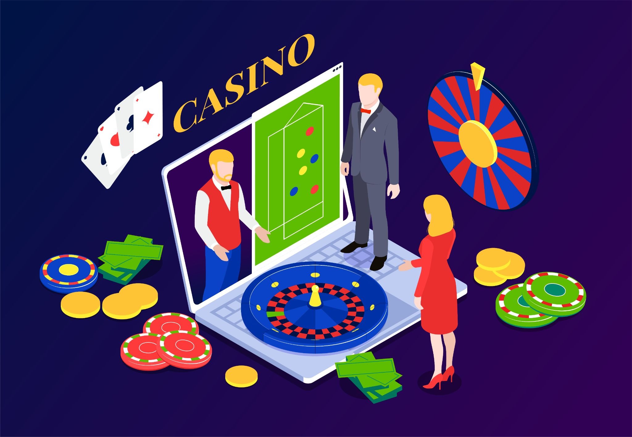 Online casino platform with cards, roulette and chips showing game variety