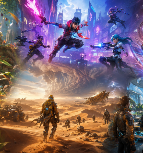 Futuristic multiplayer game worlds and characters