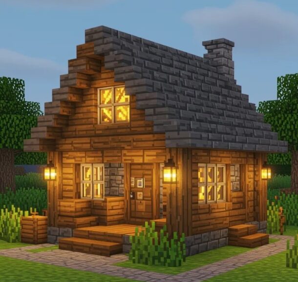 Minecraft Small Brick Cabin Survival design