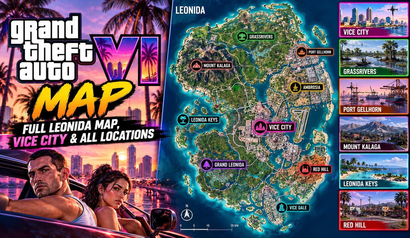 GTA 6 Map: Full Leonida Map, Vice City & All Locations